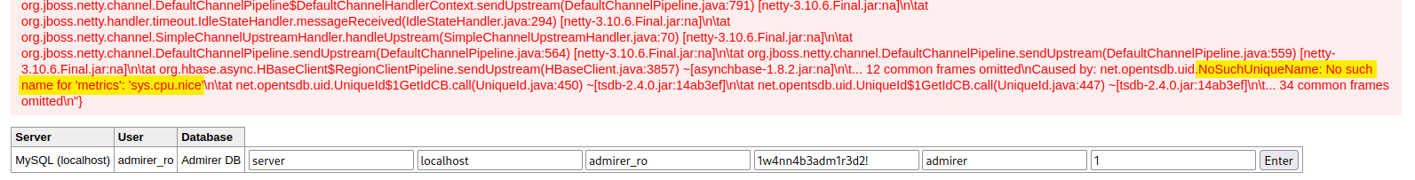 No such name for 'metrics': 'sys.cpu.nice’
